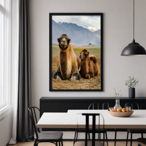 Joyful Moments: Mother and Child Bactrian Camel Framed Poster - Image 6