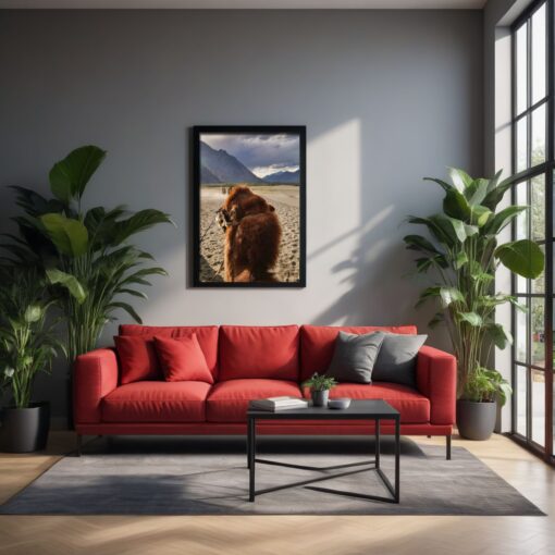 Discover Ladakh's Majesty: Bactrian Camel Framed Poster in Hunder's Sand Dunes - Image 5