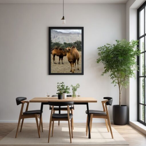 Discover Ladakh's Beauty: Bactrian Camels in Hunder Sand Dunes Framed Poster - Image 6