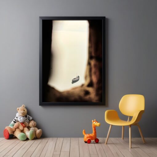 Tranquil Varanasi: Fisherman on the Ganga River Framed Poster - Image 4