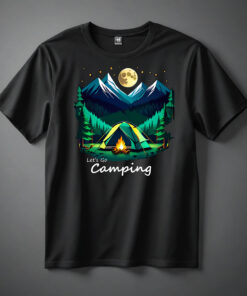 Let's Go Camping' Unisex Supima Cotton Tee in Black